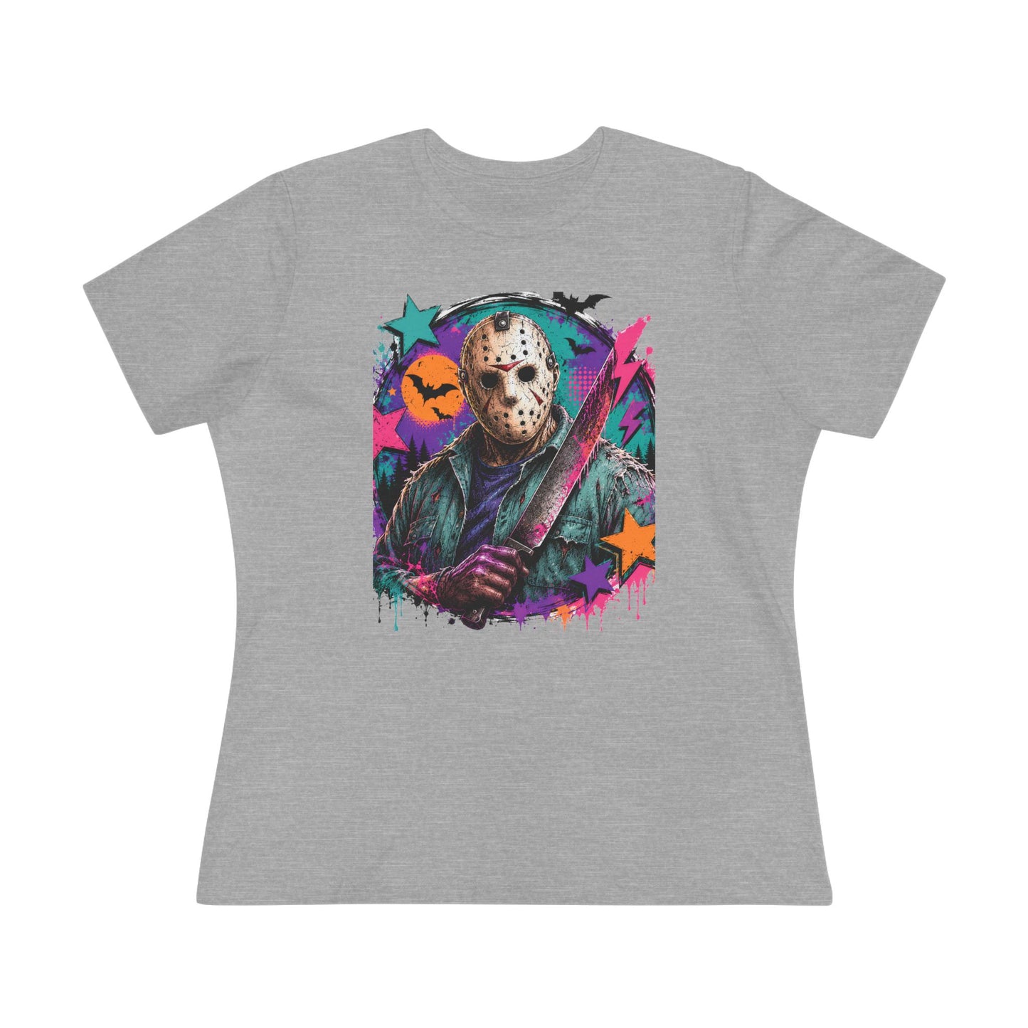 Horror Retro Jason Tee — Neon Slasher Halloween Women’s T-Shirt