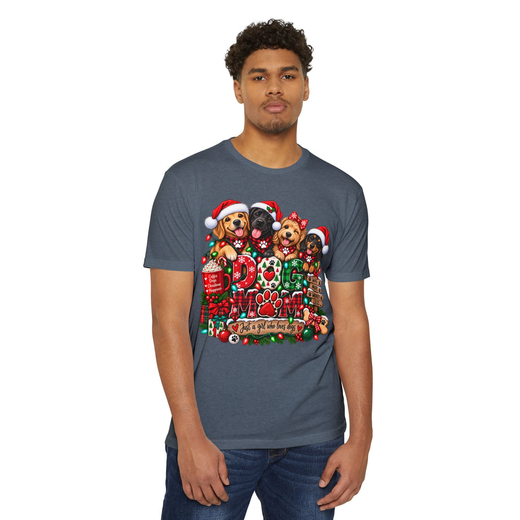Christmas Dog Mom T-Shirt — Cute Puppies in Santa Hats Holiday Tee