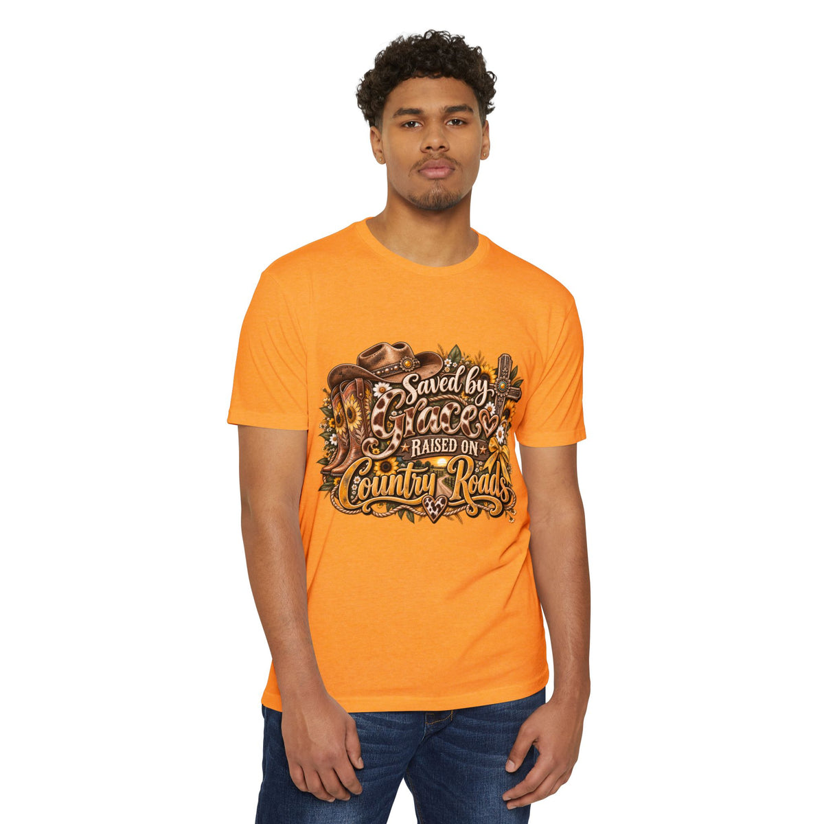 Saved by Grace Raised on Country Roads T-Shirt
