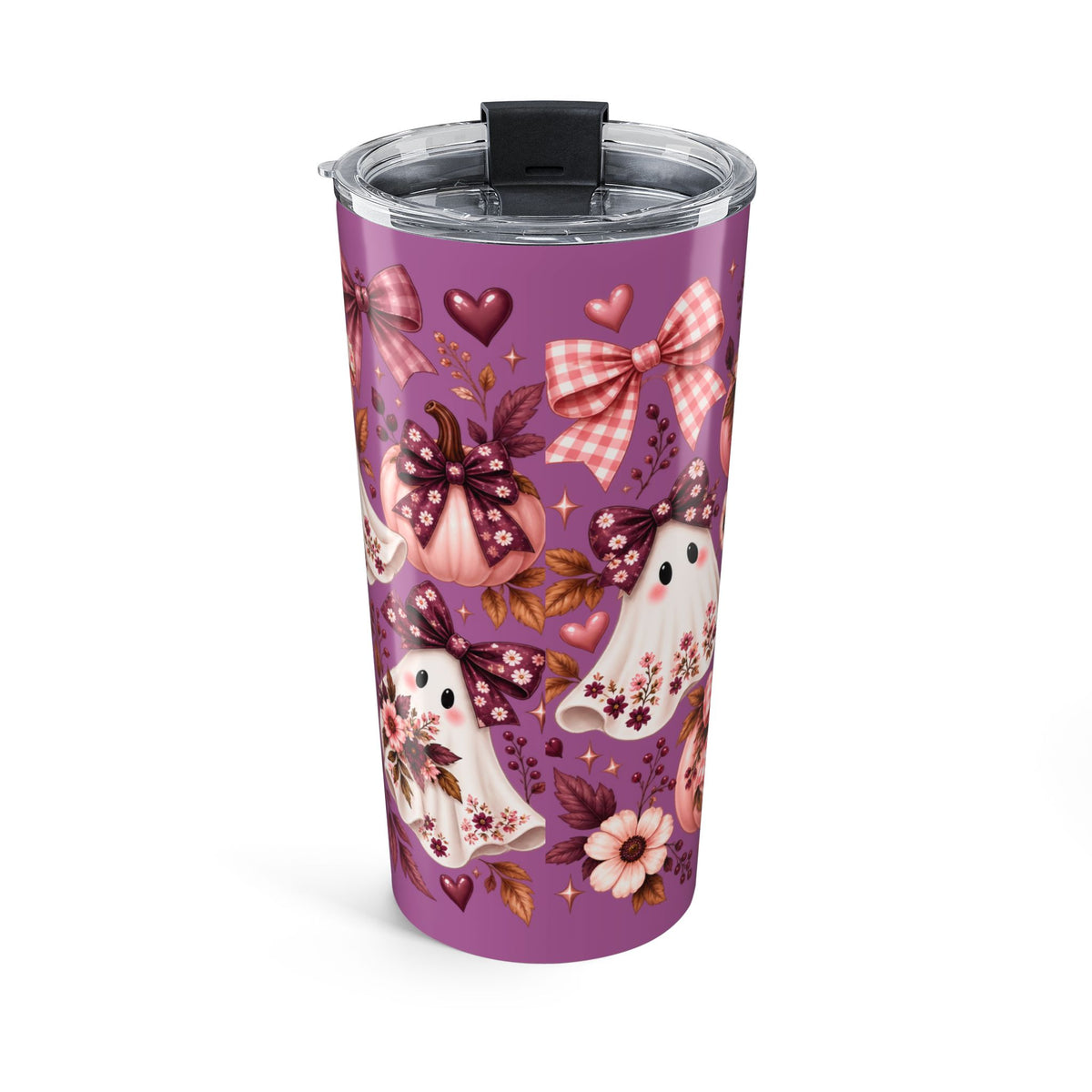 20oz Ghost & Bows Tumbler — Cute Floral Halloween Travel Cup