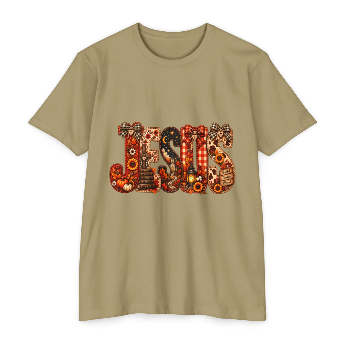 Jesus Floral Pattern T-Shirt — Vintage Boho Christian Tee