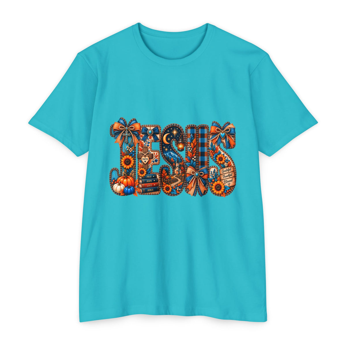 Autumn Blessings T-Shirt — Fall Plaid Pumpkins & Sunflowers Graphic
