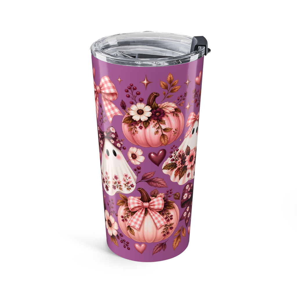 20oz Ghost & Bows Tumbler — Cute Floral Halloween Travel Cup