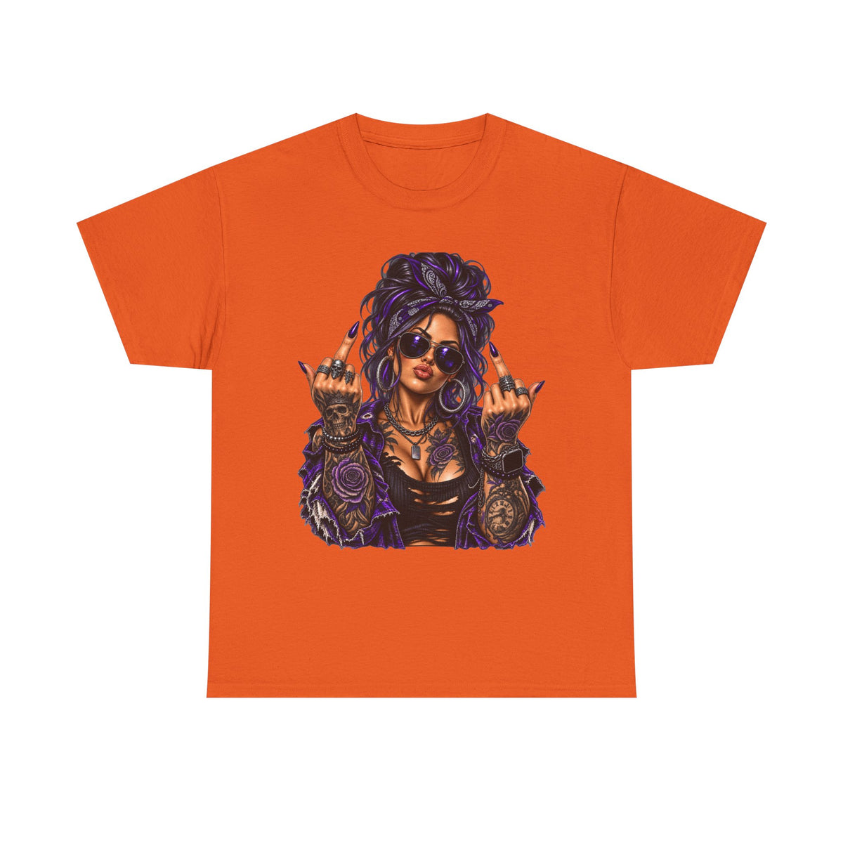 Edgy Femme Rebel Tee — Tattooed Woman Graphic T-Shirt