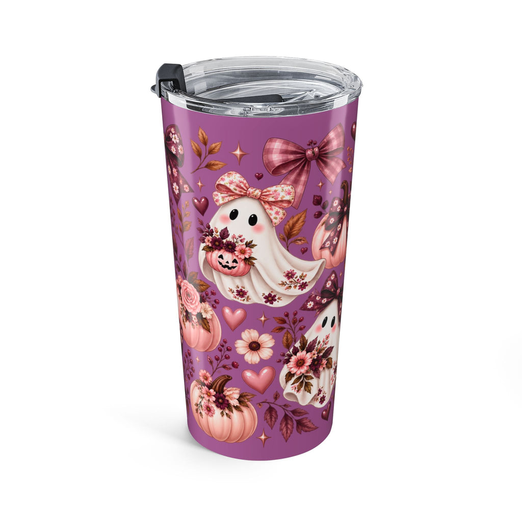 20oz Ghost & Bows Tumbler — Cute Floral Halloween Travel Cup