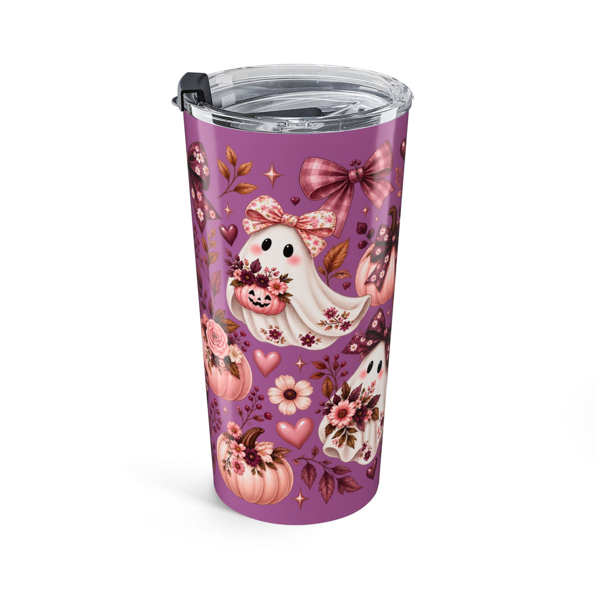 20oz Ghost & Bows Tumbler — Cute Floral Halloween Travel Cup