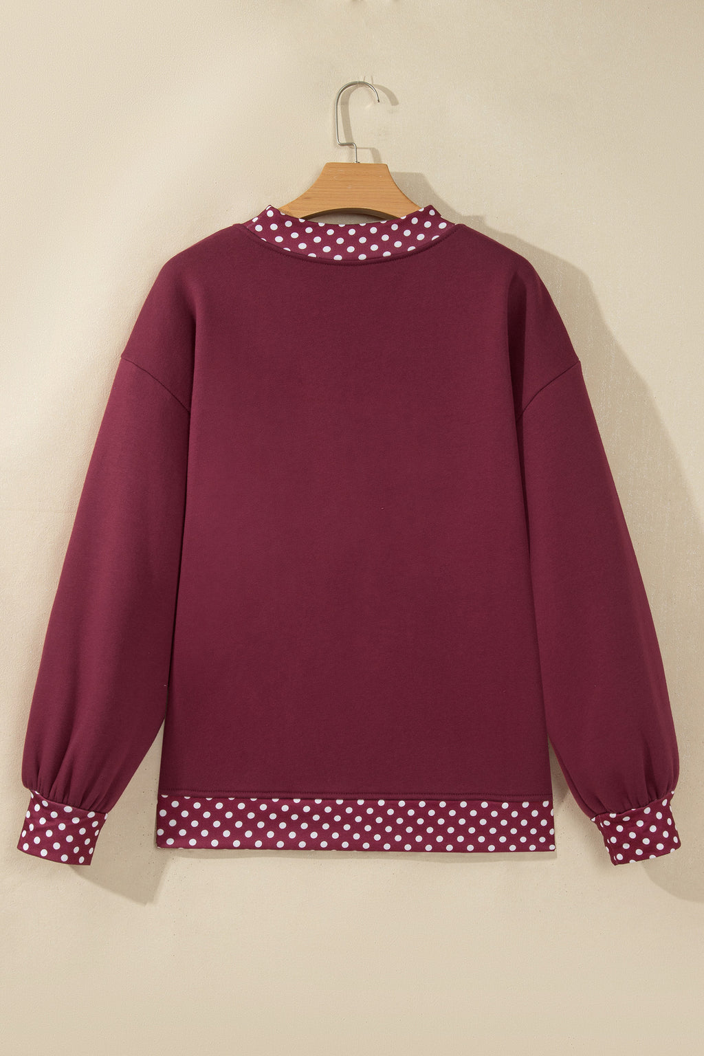 Brown Colorblock Polka Dot Contrast Trim Oversized Sweatshirt