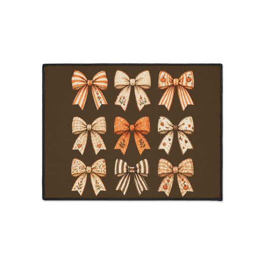 Autumn Bow Pattern Floor Mat — Heavy Duty Decorative Doormat