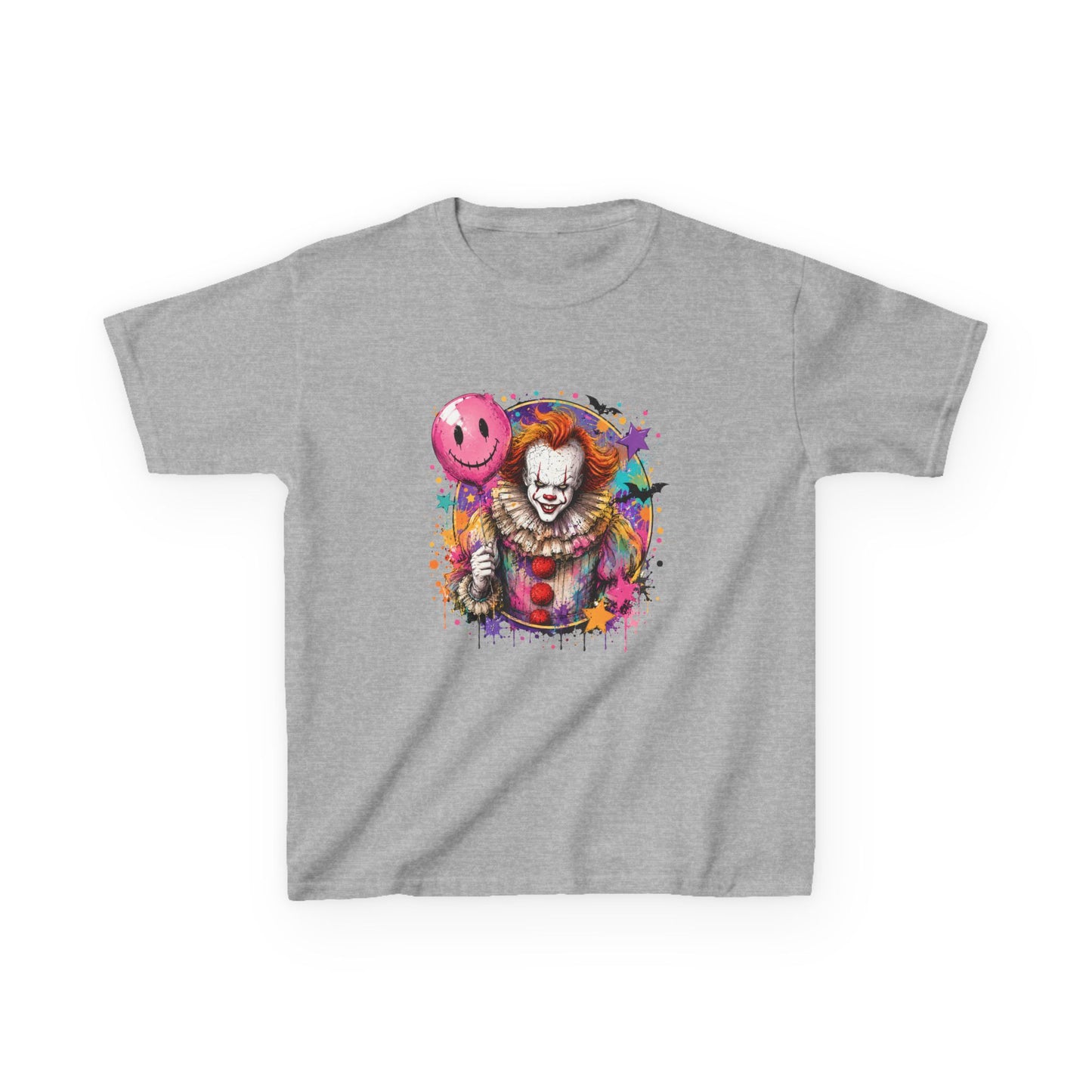 Kids Clown Horror T-Shirt — Colorful Scary Clown with Balloon Halloween Tee