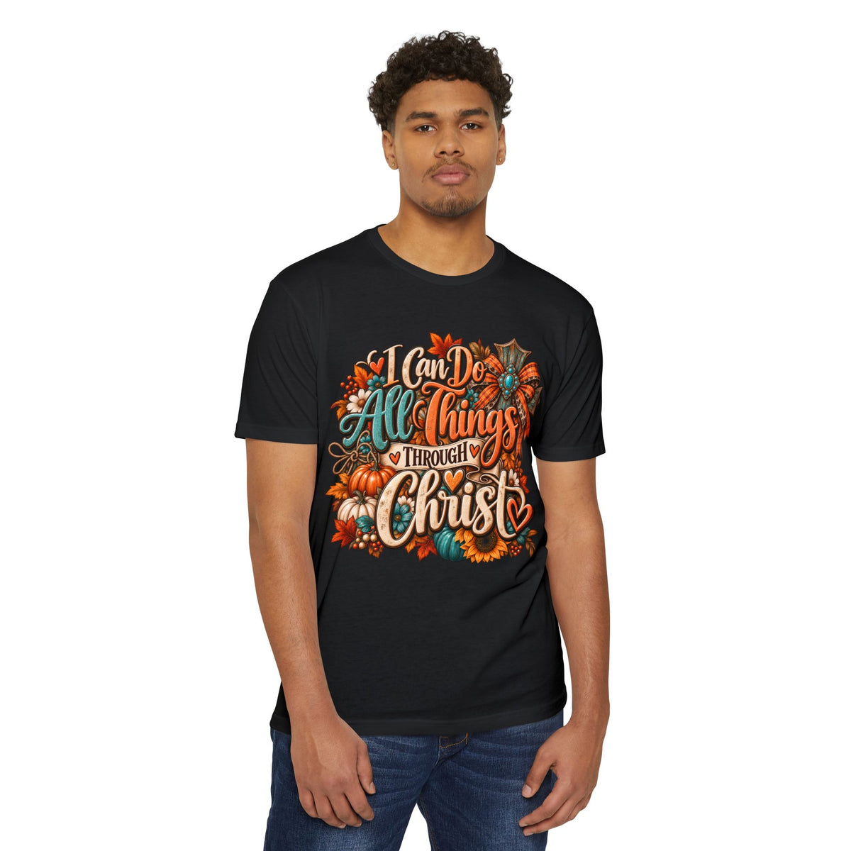 I Can Do All Things Through Christ T-Shirt — Christian Fall Pumpkin Design