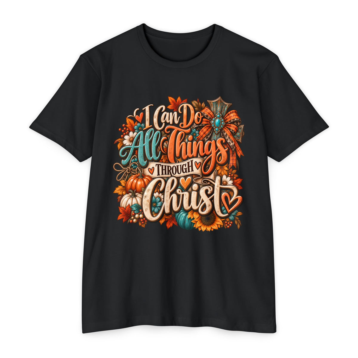 I Can Do All Things Through Christ T-Shirt — Christian Fall Pumpkin Design