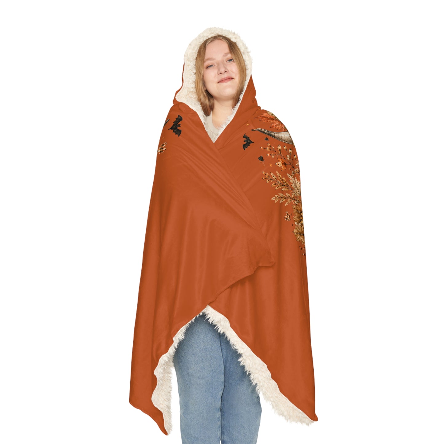 Halloween Highland Cow Hooded Blanket – Autumn Pumpkin Snuggle Throw