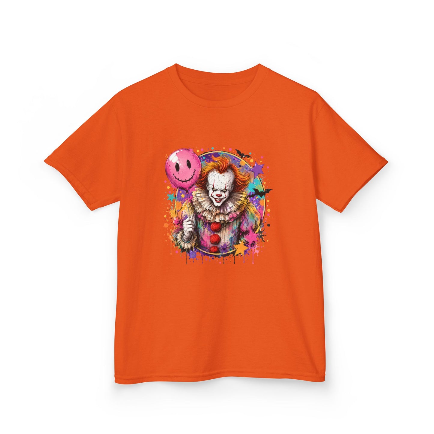 Kids Clown Horror T-Shirt — Colorful Scary Clown with Balloon Halloween Tee