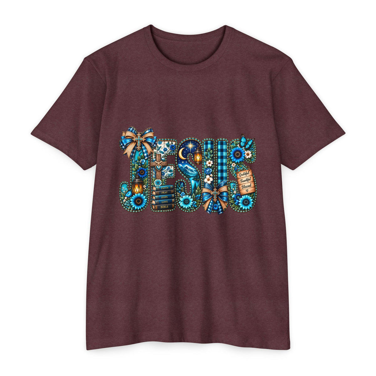 T-Shirt — Rustic Floral 'Blessed' Graphic Tee
