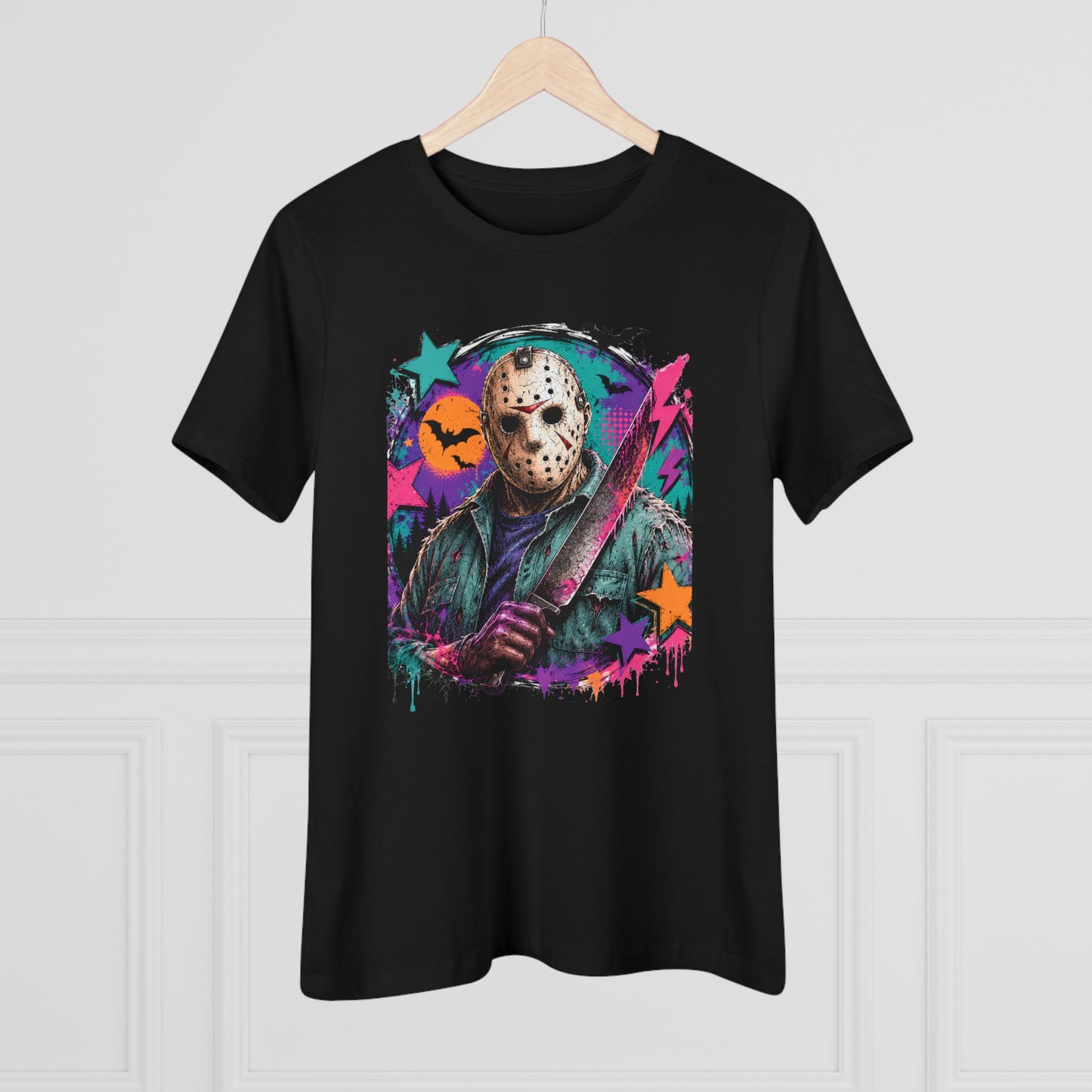 Horror Retro Jason Tee — Neon Slasher Halloween Women’s T-Shirt