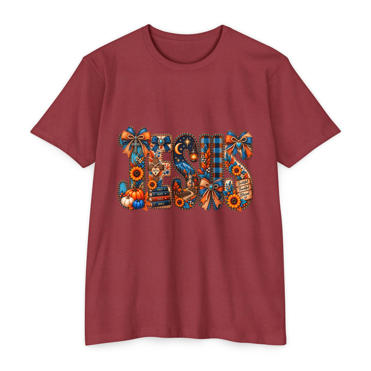 Autumn Blessings T-Shirt — Fall Plaid Pumpkins & Sunflowers Graphic