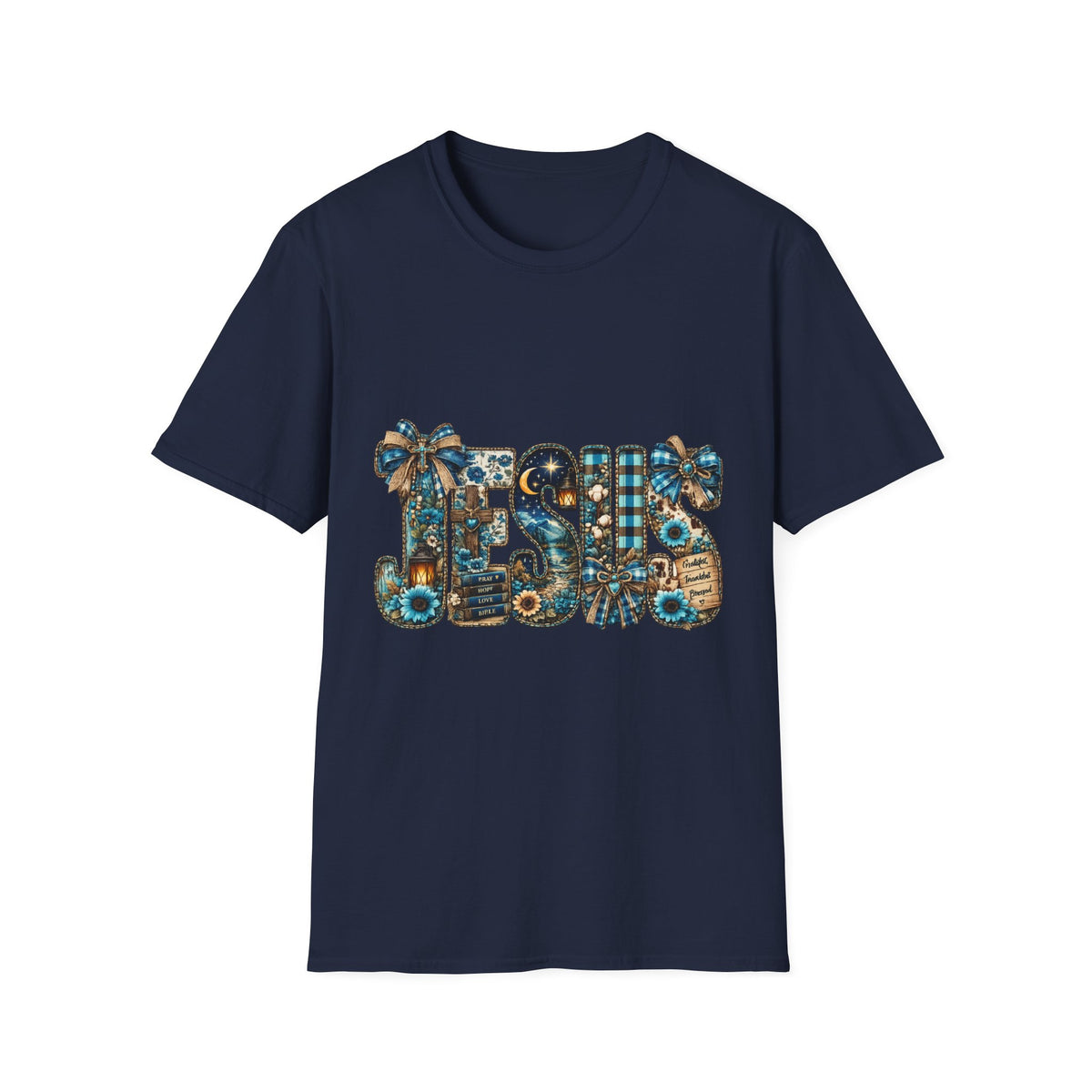T-Shirt - 'TIS' Holiday Patchwork Design: Festive Vintage Ornaments & Plaid