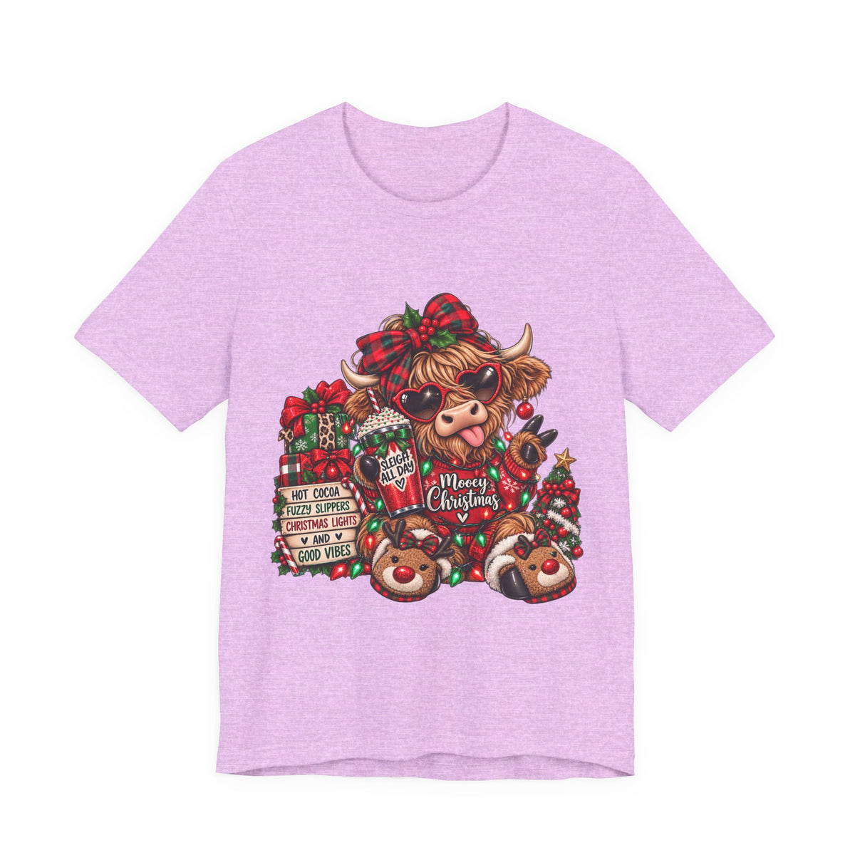 Christmas Cow Graphic Tee — Merry Christmas Plaid Highland Cow Holiday T-Shirt