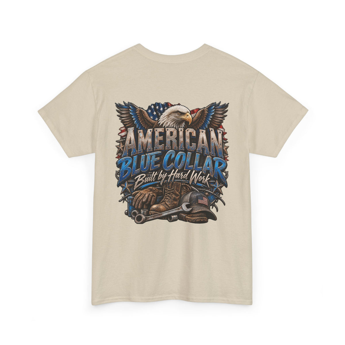Blue Collar T-Shirt — "Blue Collar Made" & "American Blue Collar" Patriotic Workwear Tee