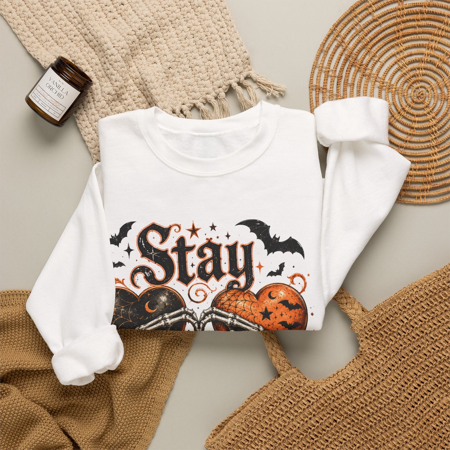 Stay Creepy Sweatshirt — Halloween Heart Gothic Crewneck