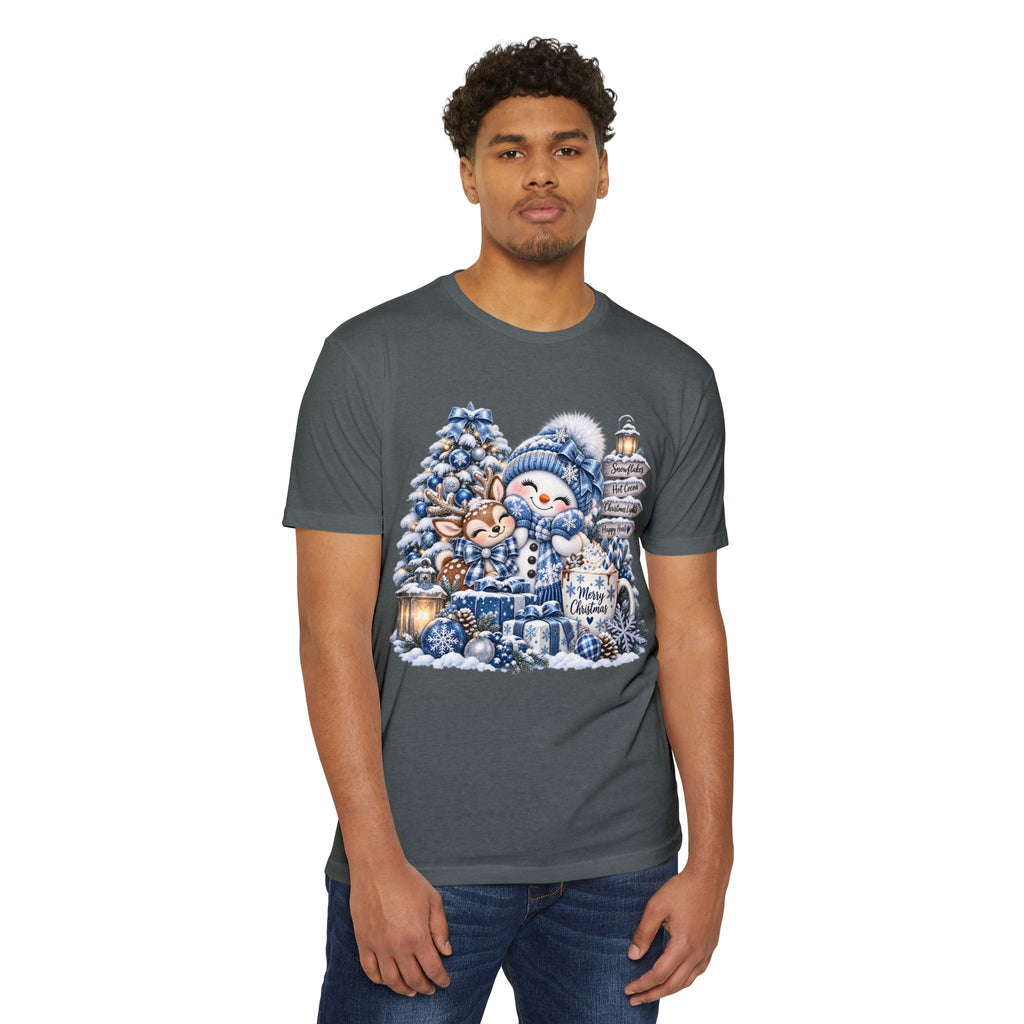 Christmas Snowman & Deer T-Shirt — Cute Winter Holiday Graphic Tee