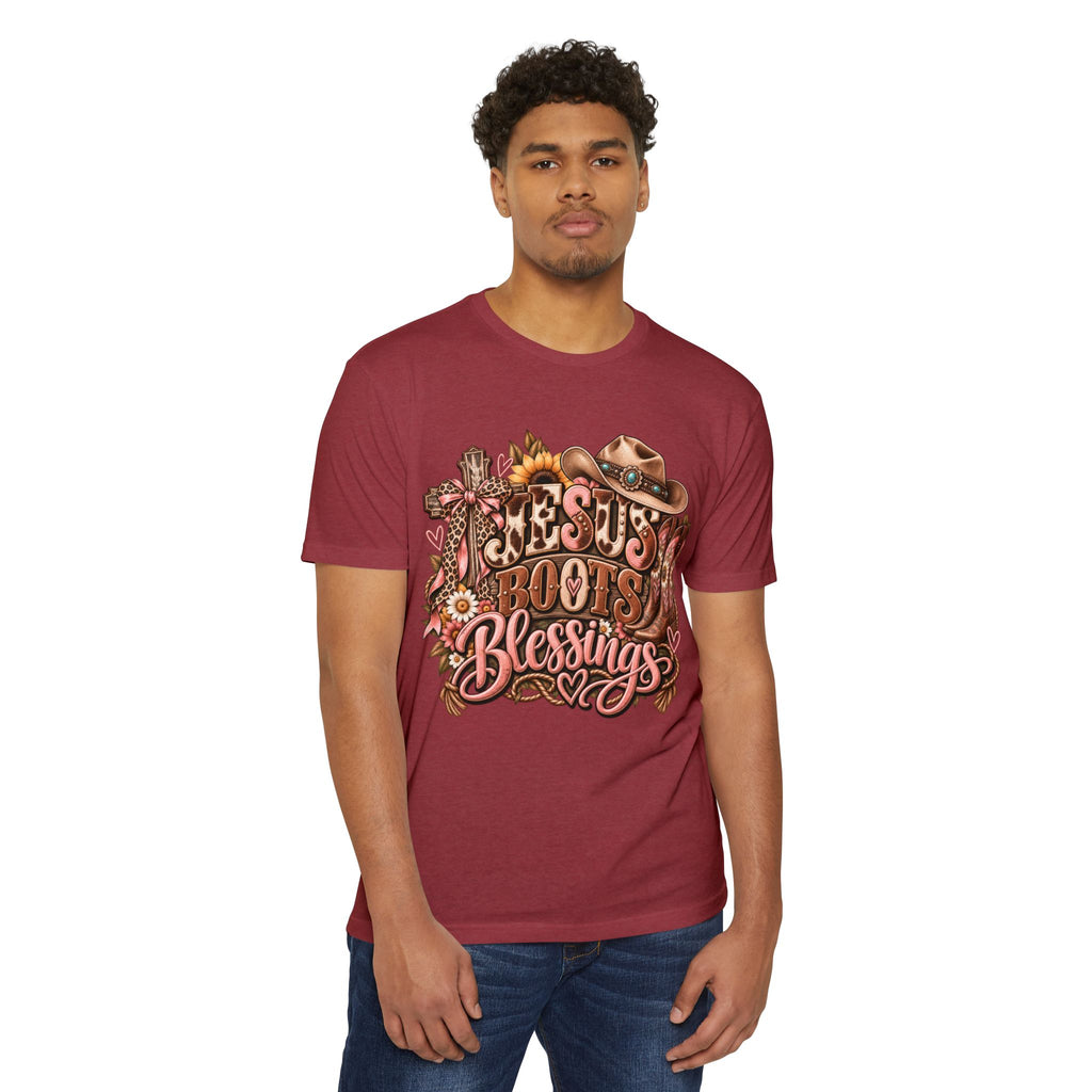 Jesus Boots & Blessings T-Shirt — Western Faith Cowboy Graphic Tee