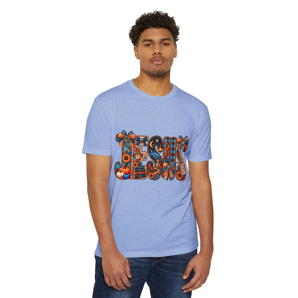 Autumn Blessings T-Shirt — Fall Plaid Pumpkins & Sunflowers Graphic