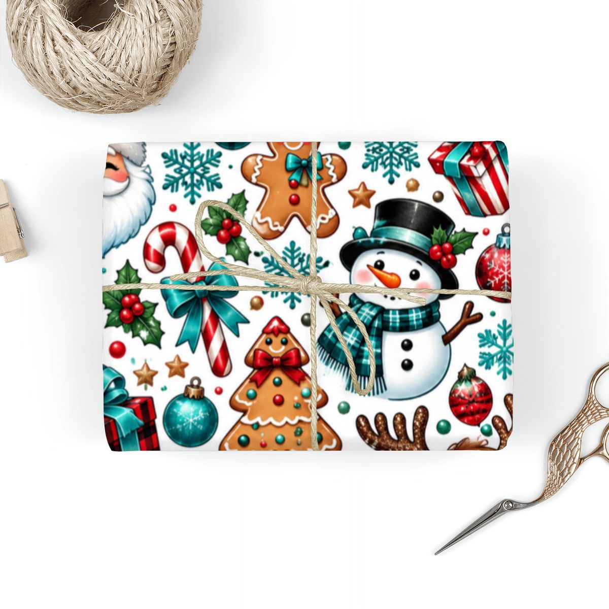 3Pack Gift Wrapping Paper Sheets santa and deer
