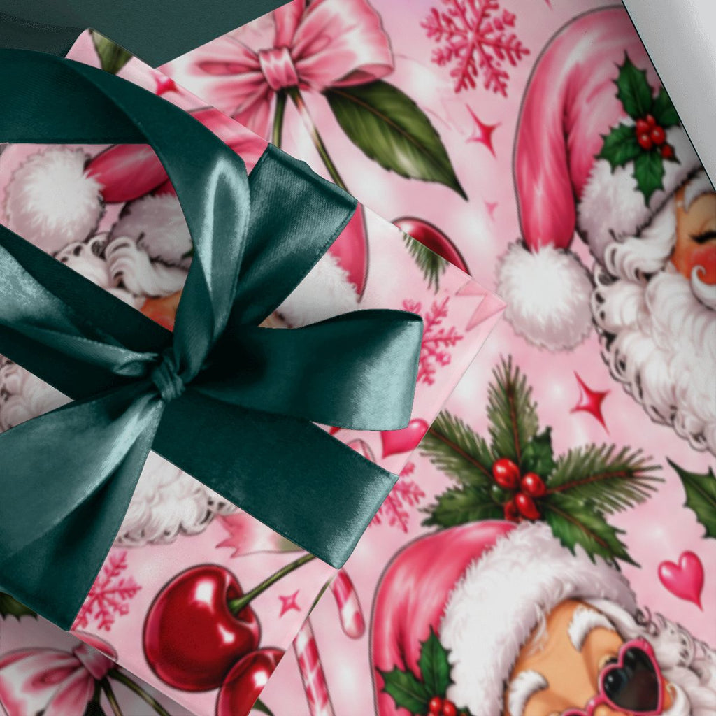 3Pack Gift Wrapping Paper Sheets santa and cherries wrappingpaper