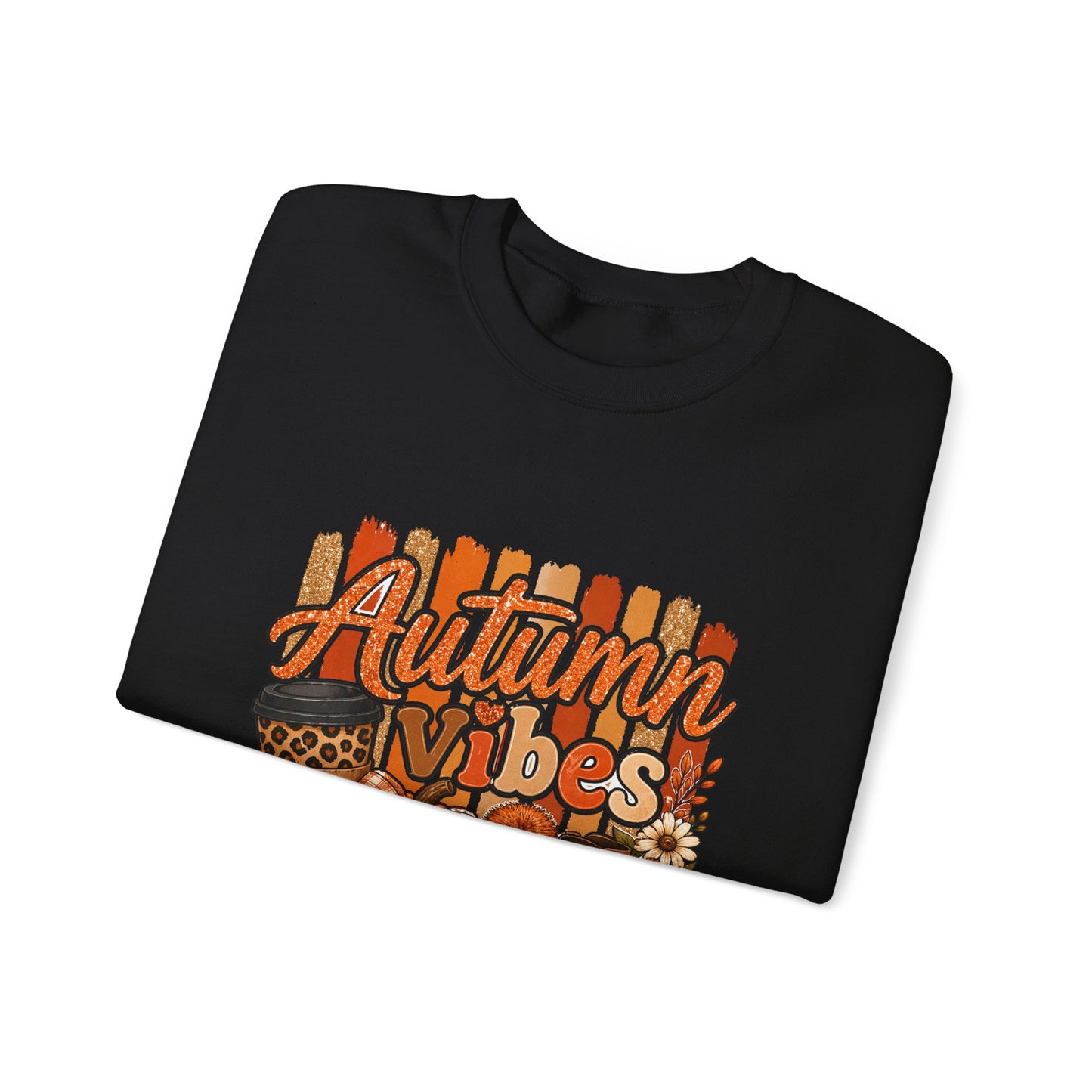 Autumn Vibes Sweatshirt — Cozy Fall Pumpkin & Plaid Graphic Crewneck