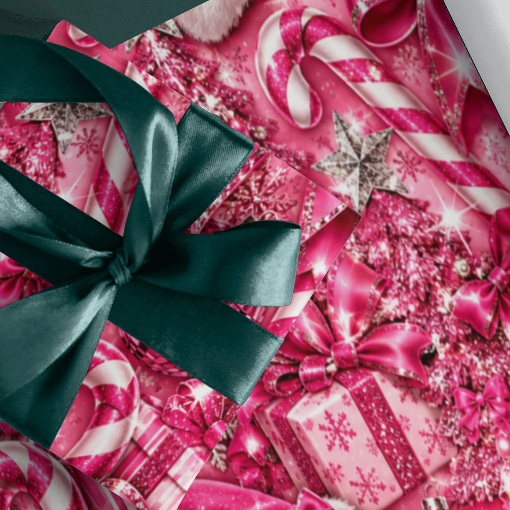 3Pack Gift Wrapping Paper Sheets Glamorous Pink Glitter Christmas Pattern