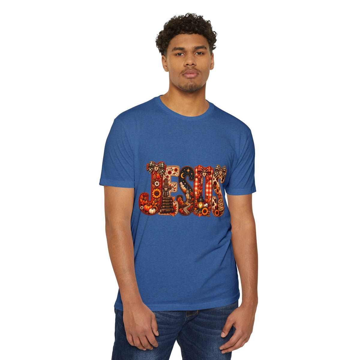 Jesus Floral Pattern T-Shirt — Vintage Boho Christian Tee
