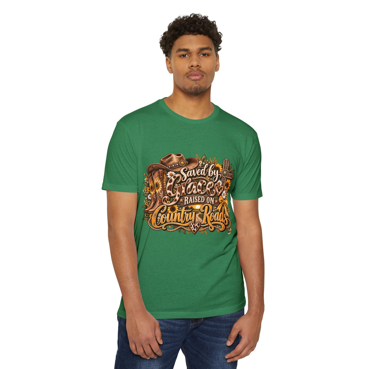 Saved by Grace Raised on Country Roads T-Shirt