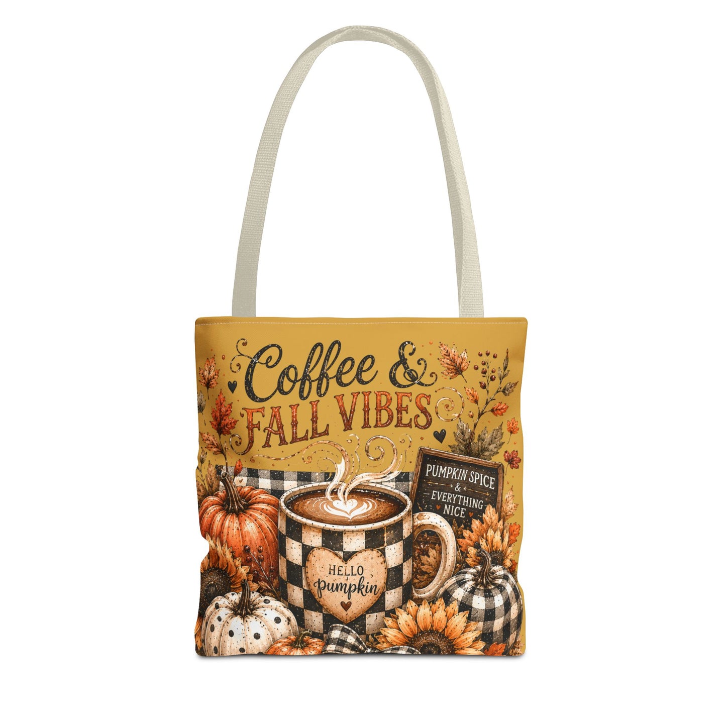 Fall Vibes Coffee Tote Bag — Autumn Pumpkin Sunflower Market Tote