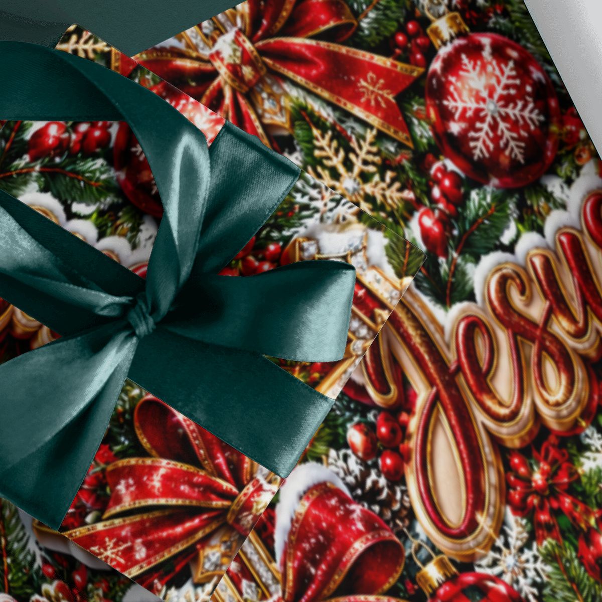 3Pack Gift Wrapping Paper Sheets Glittering Christmas Jesus Pattern