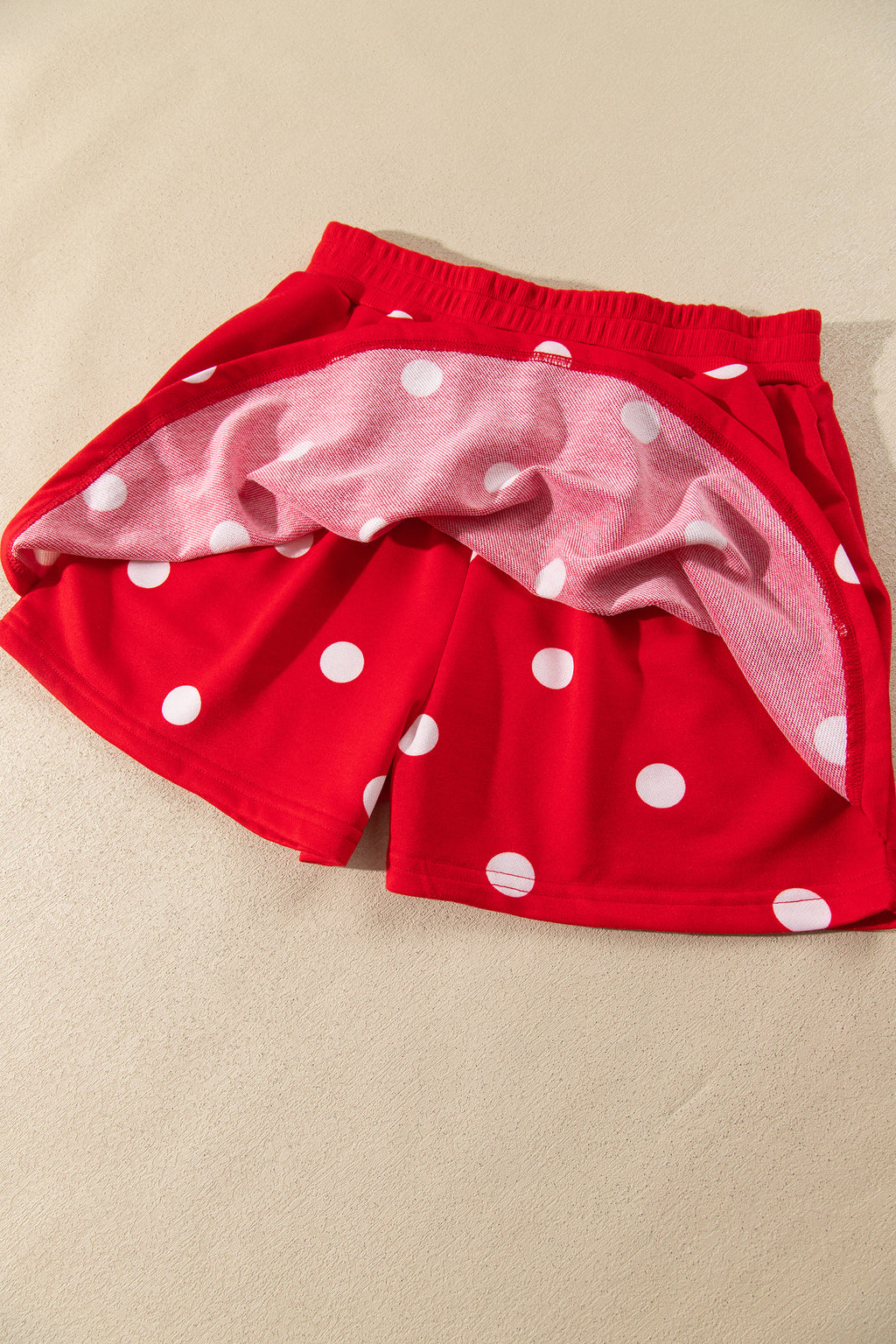 Brown Polka Dot Raw Hem Relaxed Pullover Loose Skort Two Piece Set