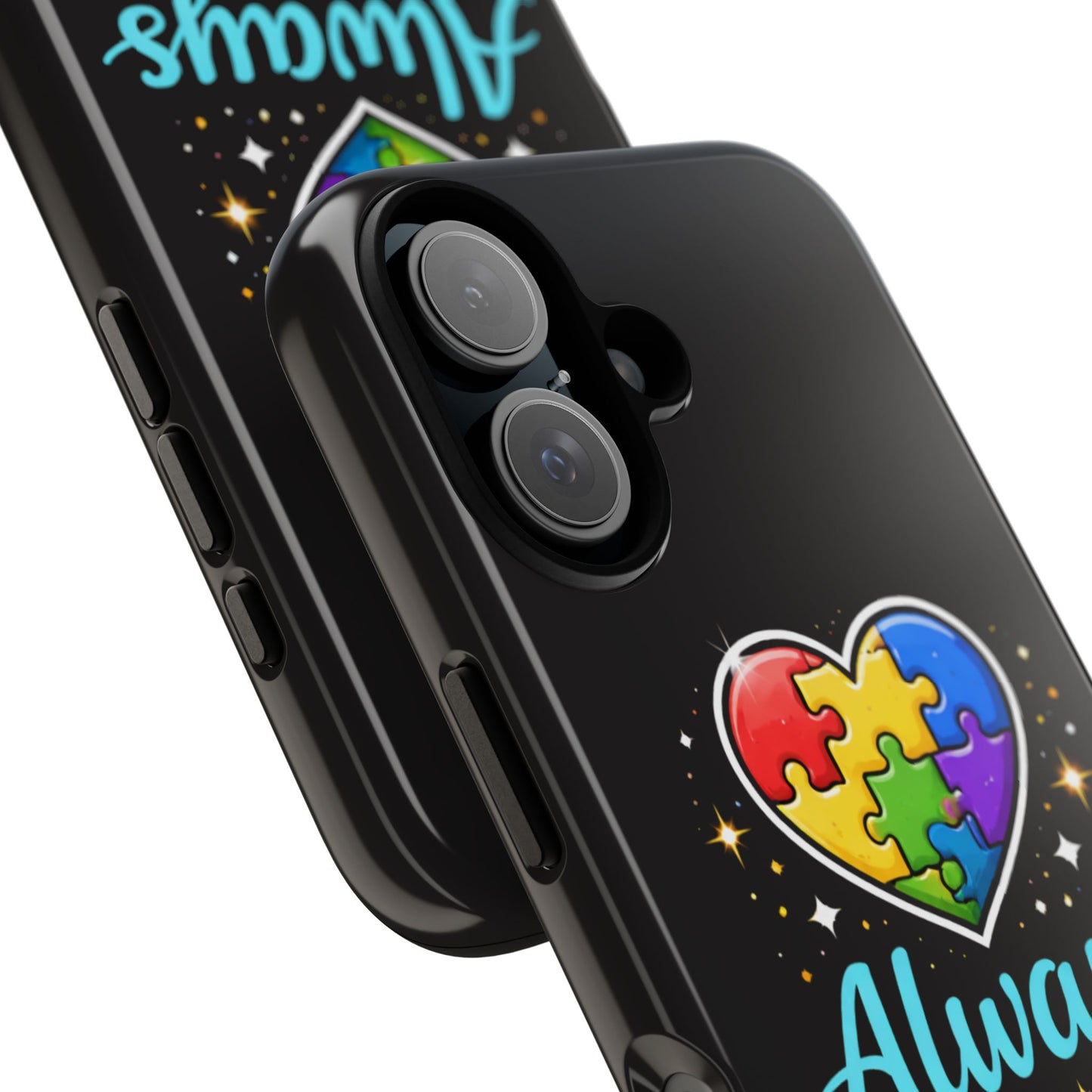 Phone Case - "Always Loved" Rainbow Puzzle Heart Autism Awareness Tough Case