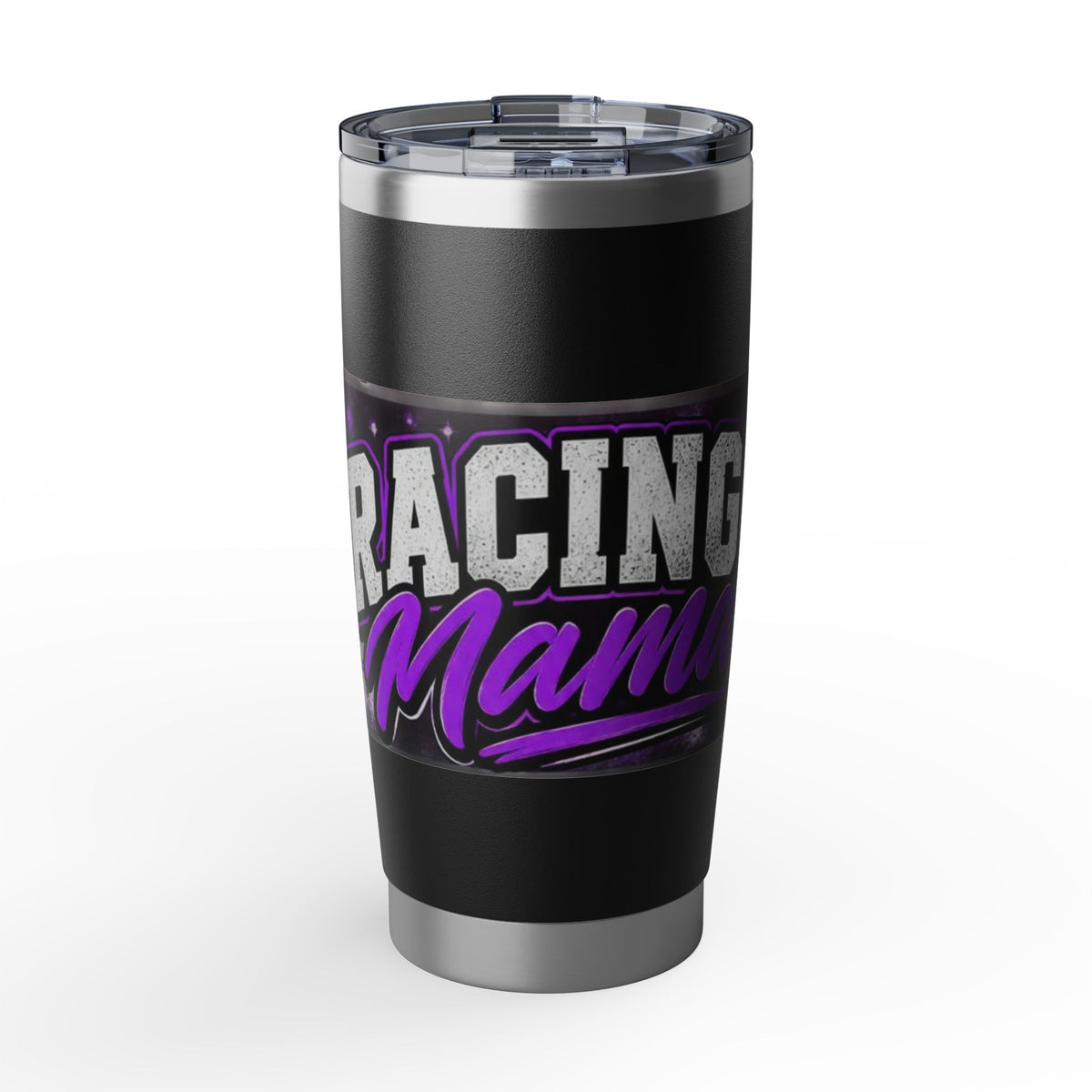 Racing Mama 20oz Stainless Tumbler – Purple Checkered Flag Travel Mug