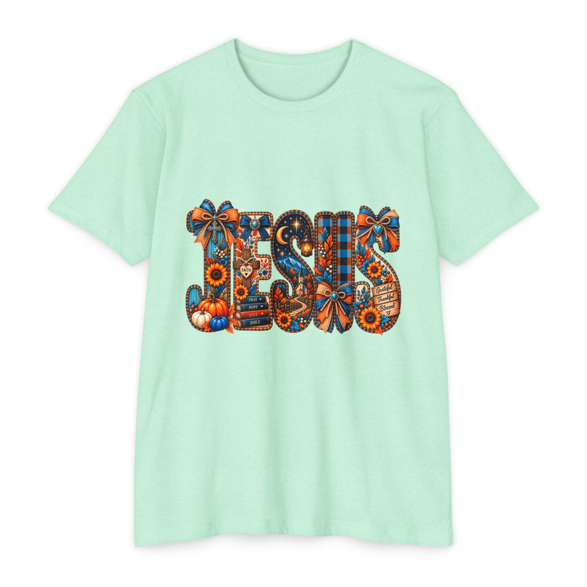 Autumn Blessings T-Shirt — Fall Plaid Pumpkins & Sunflowers Graphic