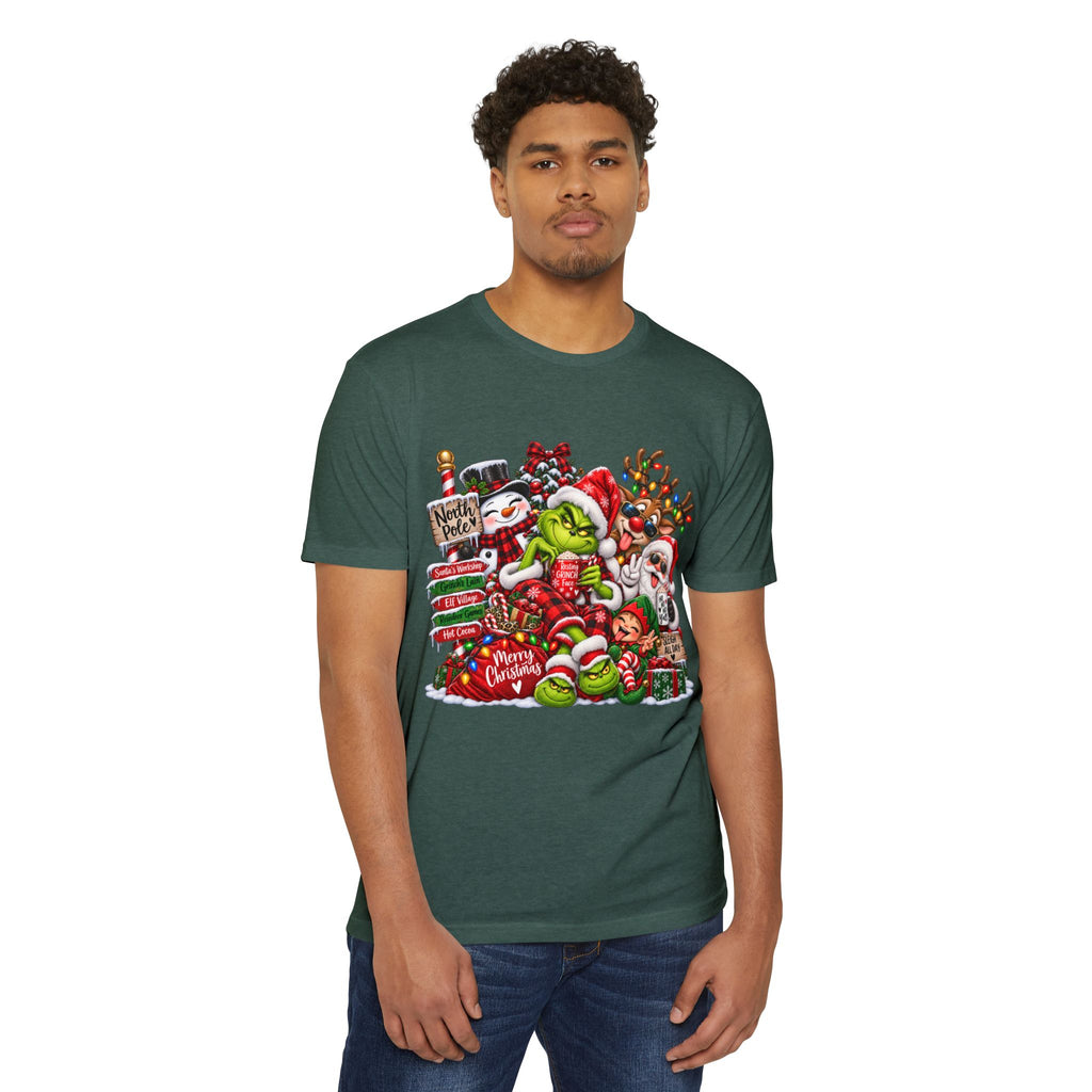 Christmas Grinch Holiday T-Shirt — Festive Santa & Candy Cane Graphic