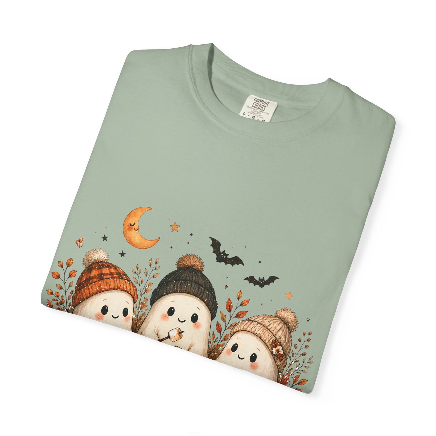 Halloween Ghost Trio Campfire T-Shirt — Cute Spooky Pumpkin Tee