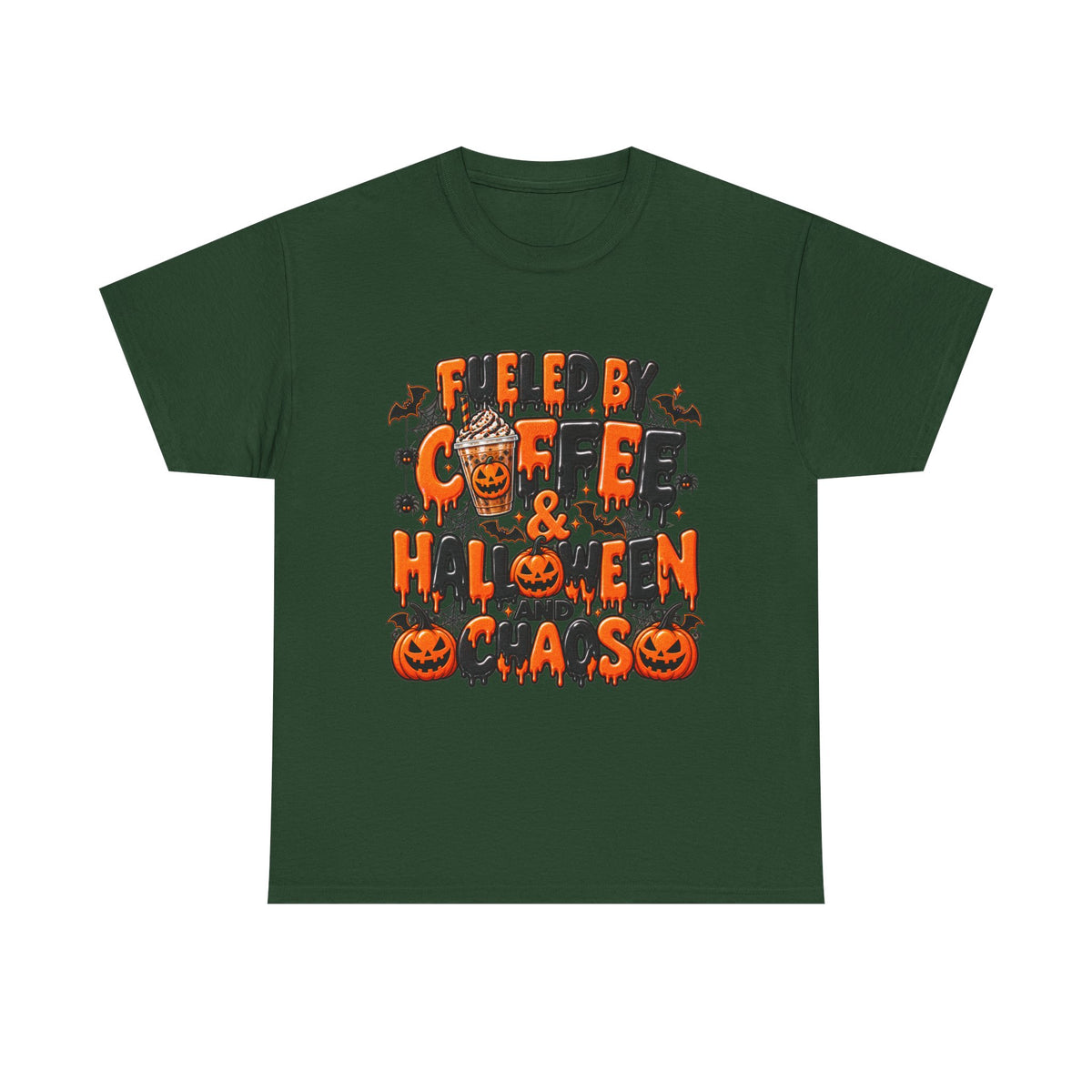 Halloween Coffee Tee — "Free Coffee & Halloween Gas" Spooky Pumpkin Shirt