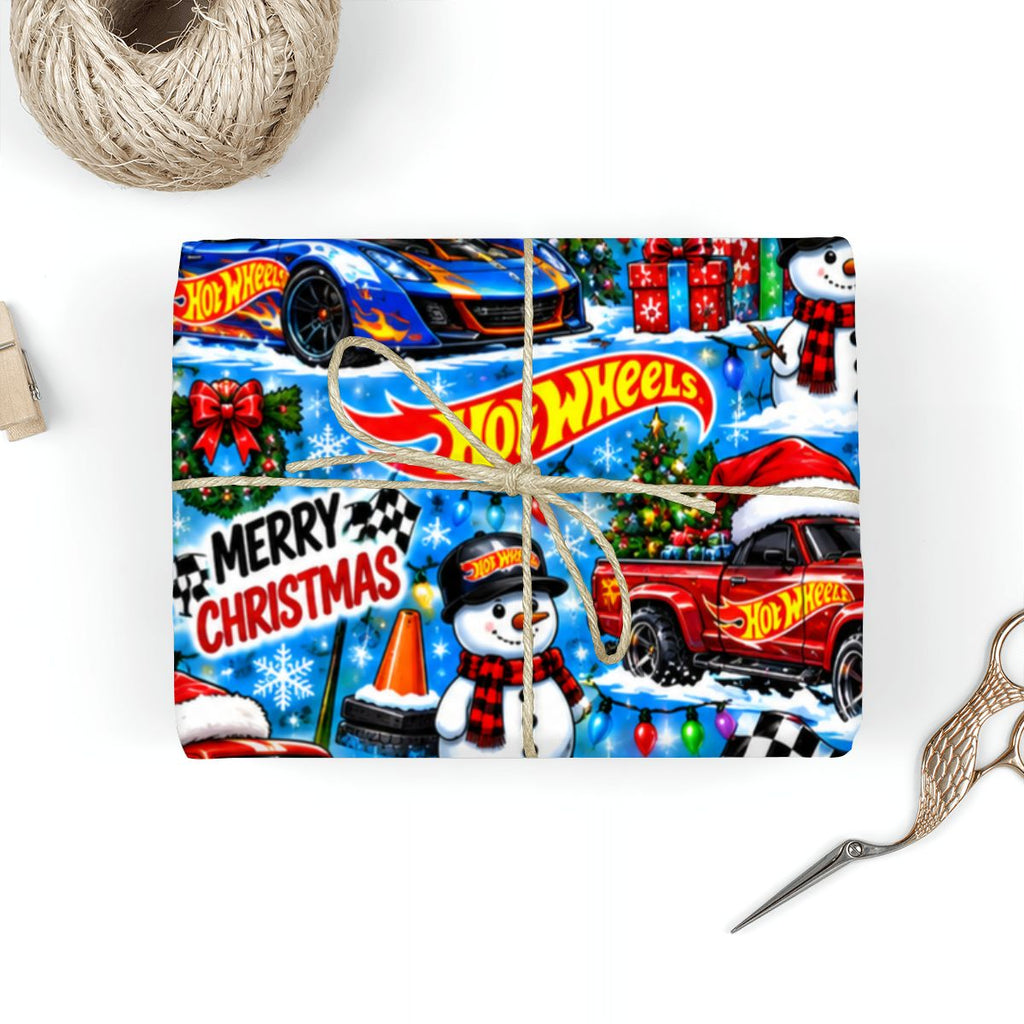 3Pack Gift Wrapping Paper Sheets hot wheels xmas