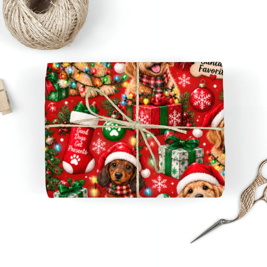 3Pack Gift Wrapping Paper Sheets christmas dogs