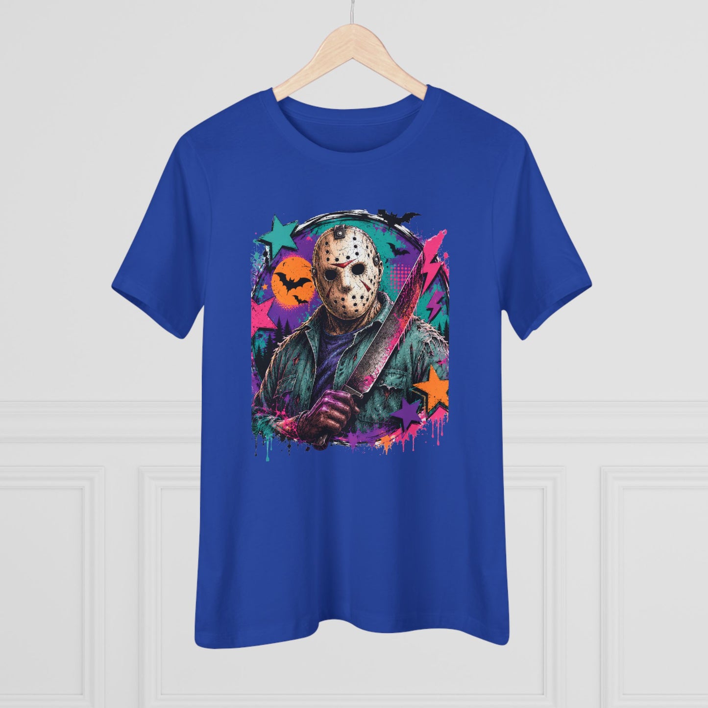 Horror Retro Jason Tee — Neon Slasher Halloween Women’s T-Shirt