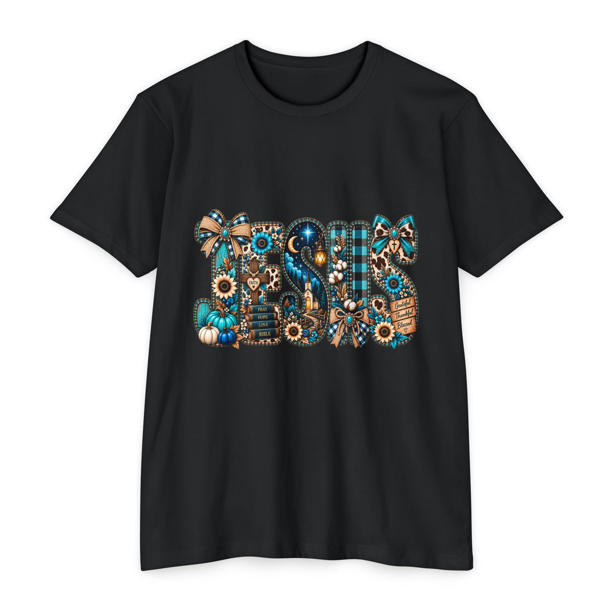 Fall Mom T‑Shirt — Rustic Sunflower & Plaid 'MOM' Graphic
