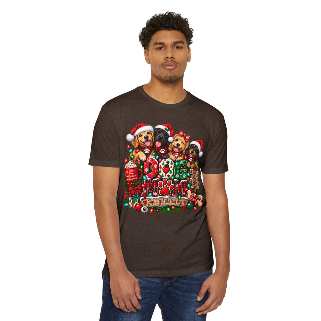 Christmas Dog Mom T-Shirt — Cute Puppies in Santa Hats Holiday Tee