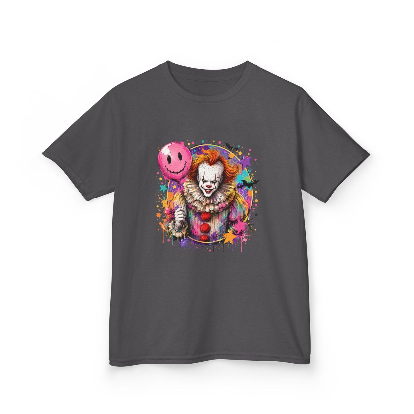 Kids Clown Horror T-Shirt — Colorful Scary Clown with Balloon Halloween Tee