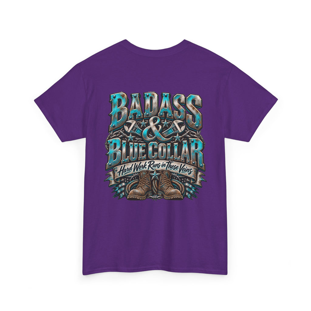 Badass Blue Collar Tee — 'Badass & Blue Collar' Workwear Graphic T‑Shirt