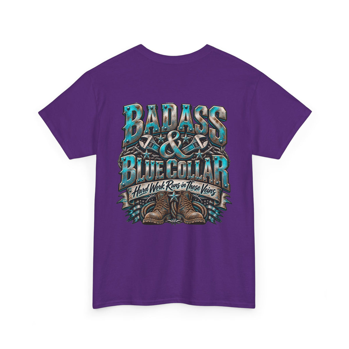 Badass Blue Collar Tee — 'Badass & Blue Collar' Workwear Graphic T‑Shirt